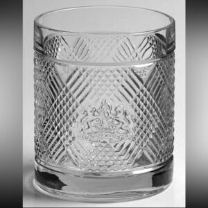 Set of 2 Ralph Lauren Crystal Safari Double Old Fashioned Glasses Lion Crest